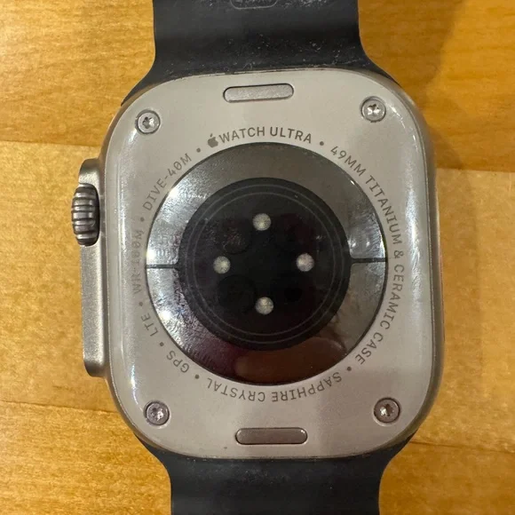 Apple Ultra 49mm Smartwatch with Black Band and Silver Case